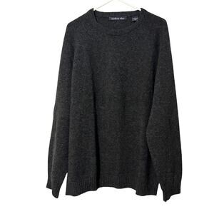Northern Isles Lambswool Pullover Sweater Men’s Large Dark Gray Ribbed Trim
